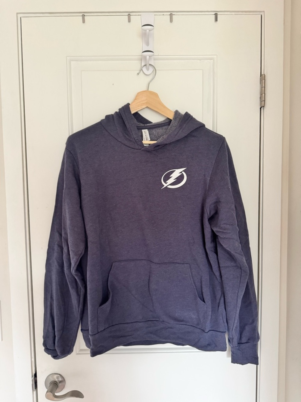 Bella Canvas Navy Hoodie with White Lightning Emblem